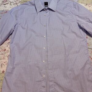 Hugo Boss Blue Checkered Men's Dress Shirt
